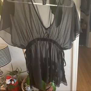 Sheer black loose top